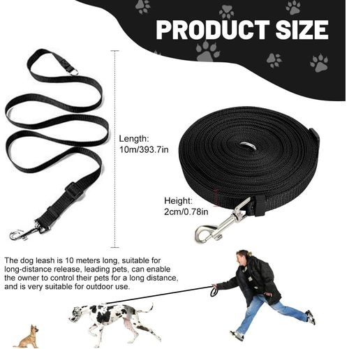 Cmjaagur-Longe Pour Chien 10 M, Laisse De Dres Pour Chien, Longe Corde Pour Chien, Laisse Chien Avec Mousqueton En D, Longe De Dres Imperméable Pour L'extérieur, Petits Et Grands Chiens-Noir[M1840]