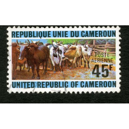 Timbre Oblitéré République Unie Du Caméroun,Poste Aérienne 45f