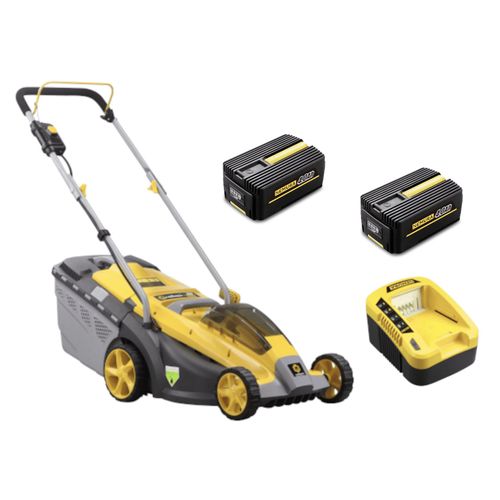 Tondeuse à batterie NEMURA 40V(2x20V) + 4 Batteries 4Ah + Chargeur rapide - Coupe de 37cm - Mulching + Ramassage