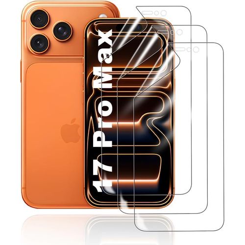 Film De Protection D'écran Hydrogel Pour Iphone 17 Pro Max, 3 Pièces: Transparent Hd, 6h Anti-Rayures, Tpu Souple, Auto-Réparatrice, Compatible Avec Lecteur D`Empreinte