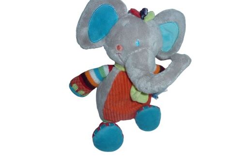 Doudou Peluche Éléphant 34 Cm Comme Neuf Tex Baby