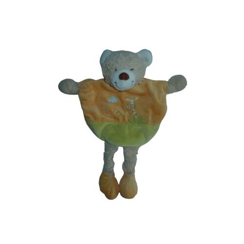 Doudou Ours Plat Jaune Vert Comme Neuf Tex Baby