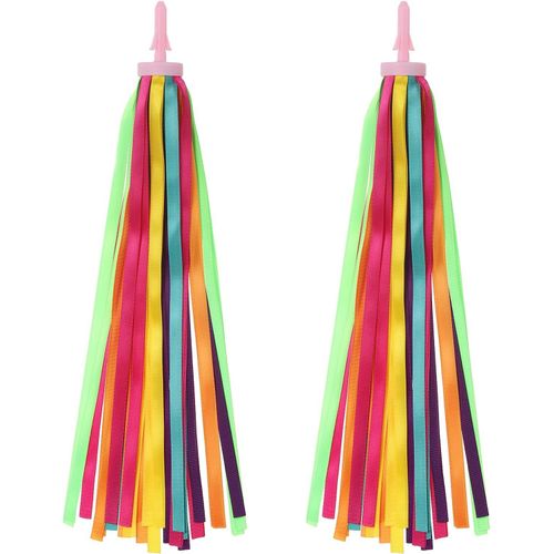 Kal-Rubans Guidon Vélo, Pompons Colorés Pour Accessoires Décoration Guidon Trottinette Pour Filles, Pour Vélo, Tricycle, Sept Couleurs
