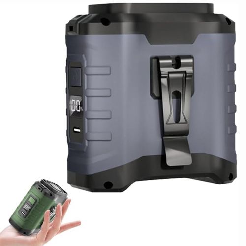 Ventilateur de taille Portable avec batterie externe 10000mAh,éclairage LED,ventilateur de cou suspendu,ventilateur USB à 5 vitesses,ventilateur de refroidissement à Clip pour - Type Gray-10000mah #B