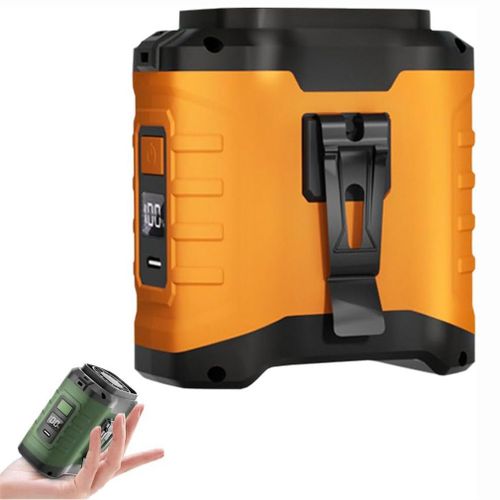 Ventilateur de taille Portable avec batterie externe 10000mAh,éclairage LED,ventilateur de cou suspendu,ventilateur USB à 5 vitesses,ventilateur de refroidissement à Clip pou - Type Orange-10000mah #A