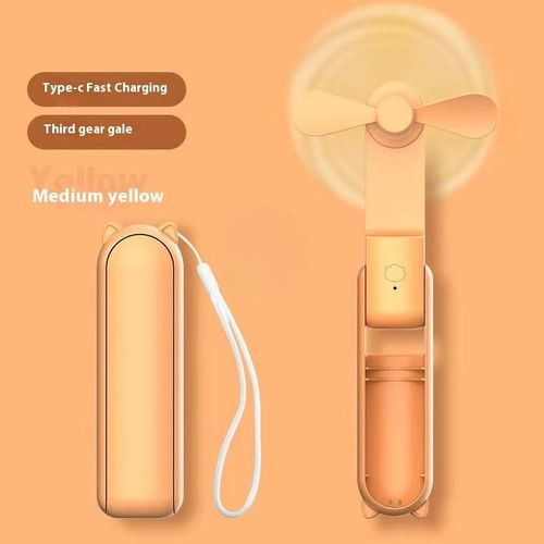 Mini ventilateur Portable pliable,Rechargeable par USB,3 vitesses,réglable,adapté aux femmes,voyage,utilisation en extérieur - Type Orange