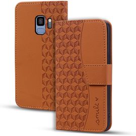 KAL-Coque Pour Samsung Galaxy S9 Étui Haute Qualité Cuir Pu Magnétique Protection Housse Avec Fente Pour Carte Pour Galaxy S9 - Brun