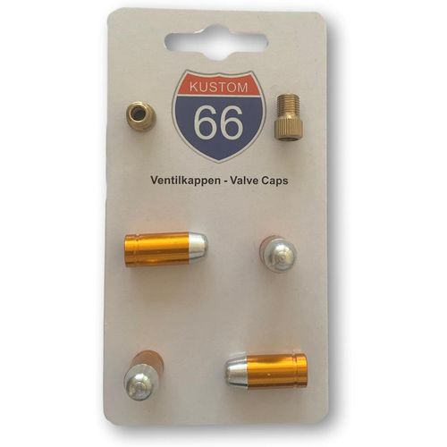 Kal-Lot De 4 Bouchons De Valve + 2 Adaptateurs De Vélo Bullet Big Gold ¿ Convient Pour Toutes Les Voitures, Motos Et Vélos