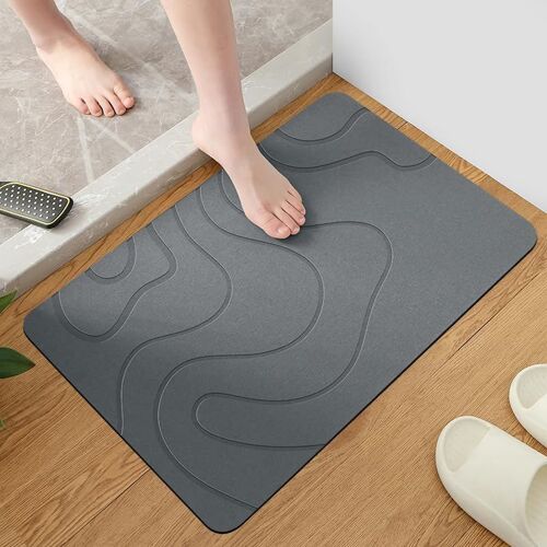 Kal-Tapis De Bain Antidérapant En Terre De Diatomée Lavable Tapis De Douche Tapis De Salle De Bain Séchage Rapide Super Absorbant Facile À Nettoyer 60 X 40 Cm