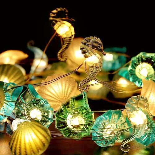 Kal-Guirlande Lumineuse Animaux Marins - 2 M - 20 Led - À Piles - Décoration Pour Chambre D'enfant, Fenêtre, Jardin Et Décoration De Noël (Lumière Chaude)