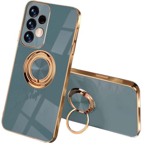 TRAHOO-Mode Coque pour Samsung Galaxy A53 5G, Très Mince Conception de Galvanoplastie Antichoc Housse avec Anneau Béquille, Souple TPU Silicone Élégant Étui.Gris