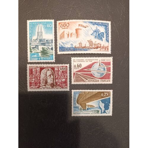 Timbres France Neufs 1966 , Y&t N 1485 , 1486 , 1487 , 1488 , 1489 , Non Oblitérés  , Très Bon État. 