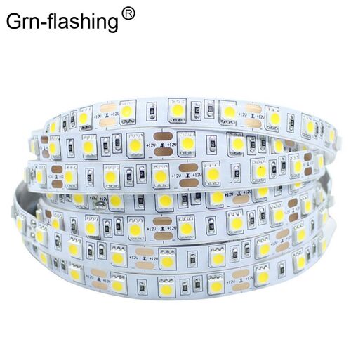 Bande Lumineuse Led Rgb 5050, 60 Diodes/M, Dc 12v, 5 M/Lot, Flexible, Pour Vacances, Noël, Décoration, Éclairage D'intérieur