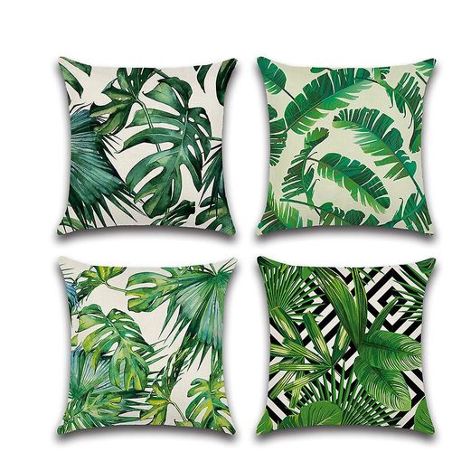 Housses De Coussin 4 Pièces 45 X 45 Cm Coussins D'extérieur Décoratifs Housses De Coussin De Plantes Tropicales Respirantes Imperméables Utilisées Pour Coussin De Canapé Jardin Outdo