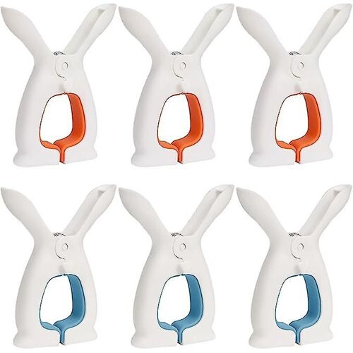 Pinces À Linge D'extérieur Robustes, Grandes Pinces À Linge, Lot De 6 Pinces À Linge Tricolores En Plastique Non Marquantes, Grandes Pinces À Serviettes Antidérapantes Et Coupe-Vent Pour Vêtements