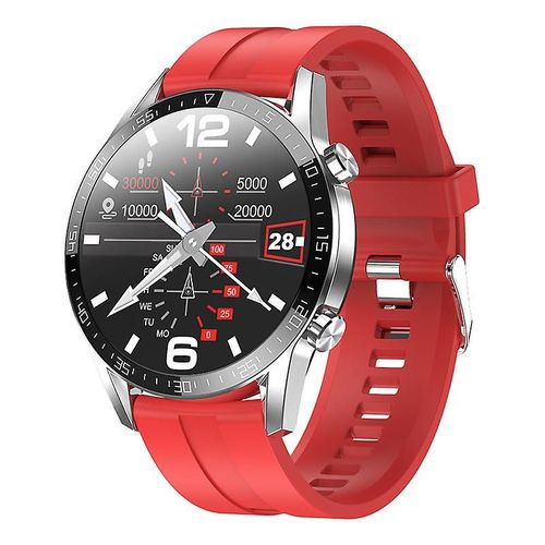 Montre connectée unisexe avec moniteur d'activité physique et de fitness étanche pour Android et iOS (rouge)