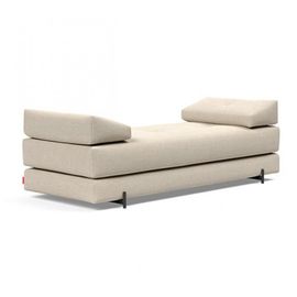 Méridienne Design Sigmund Indu Phobos, Latte Convertible Lit 160*200 Cm Pieds Acier Noir