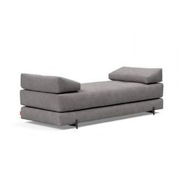 Méridienne Design Sigmund Indu Flashtex, Light Grey Convertible Lit 160*200 Cm Pieds Acier Noir