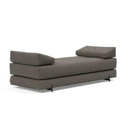 Méridienne Design Sigmund Indu Flashtex, Dark Grey Convertible Lit 160*200 Cm Pieds Acier Noir