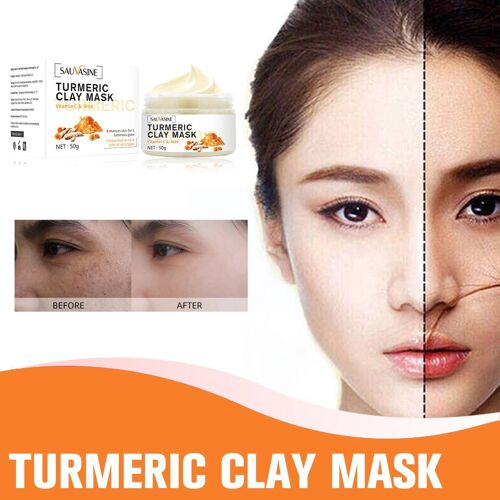 Masque Tumerique Anti-Acné Et Anti-Boue, 50g, Nettoyant Pour Le Visage, Points Noirs, Nettoie Le Teint, Masque En Argile Pour La Peau, Masque Éclaircissant Pour Le Visage, H2l1 