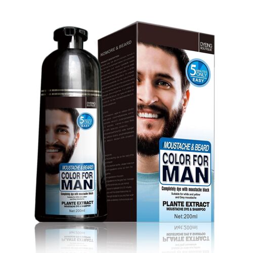 Shampoing À Coloration Permanente Pour Barbe Et Cheveux J5y5, Soin Botanique Pour Hommes, Crème Noire, 200ml 