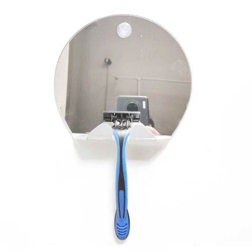 Miroir De Maquillage Rond Anti-Buée En Acrylique, Avec Ventouse 