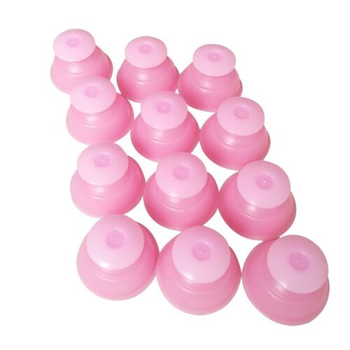 Dispositif De Ventouses En Silicone Épais, Véritable, 12 Canettes, Ventouse À Pression Egative, Couleur Rose, Acupuncture, Massage Corporel 