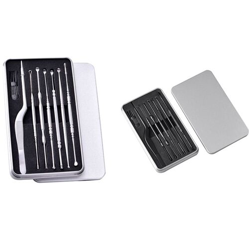 Curette En Acier Inoxydable, 7 Pièces, Cure-Oreille, Nettoyeur De Cire D'oreille, Soins De Santé, Dissolvant De Cire D'oreille, Outils De Sélection De Nettoyage 