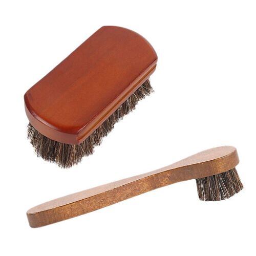 Brosse À Polir Les Chaussures À Long Manche En Bois, Ensemble De Brosses En Poils De Cheval, En Daim Et Fourrure Douce, Outils De Nettoyage Et D'élimination De La Poussière, 2 Pièces 