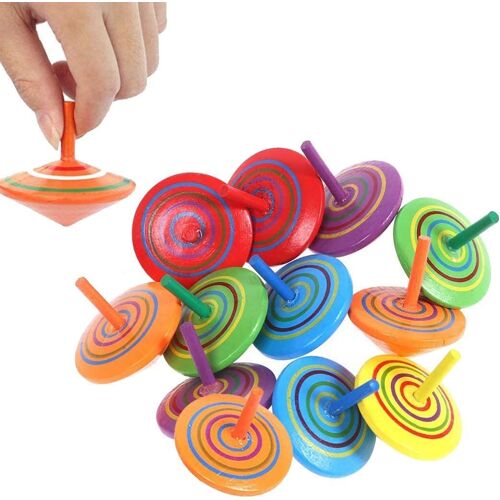 Toupies en Bois,50 Pièces toupies Jouets pour Enfants, Mini Spinning Top Gyroscopes Coloré, Anniversaires d'enfants invités Petits Cadeaux pour Les Enfants de 3 à 7 Ans (Couleur aléatoire)