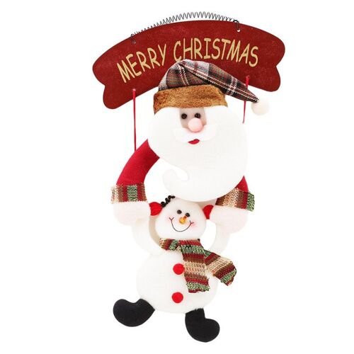 Décorations de couronne de noël, bonhomme de neige, personnes âgées, accrocher la porte de fête, décor de noël