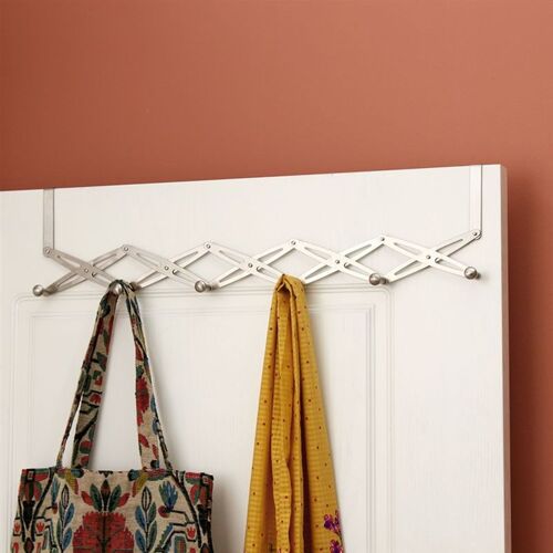 Crochet de porte multifonctionnel en acier inoxydable, pliable et rétractable, porte-chapeau, écharpe, décoration de la maison