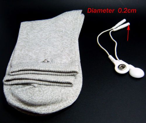 1 Paire De Chaussettes En Fibre D'argent Tens & 2 Câbles, Chaussettes Électrodes, Chaussettes De Physiothérapie, Favorisent La Circulation Sanguine, Chaussettes De Massage Des Pieds 