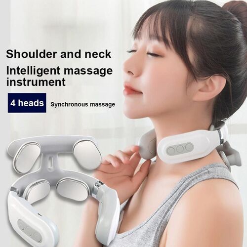 Masseur De Cou Et Des Épaules Et Cervicales À 4 Têtes, Protecteur Multifonctionnel, Massage Par Impulsions, Rechargeable, Électrique, N8v3 