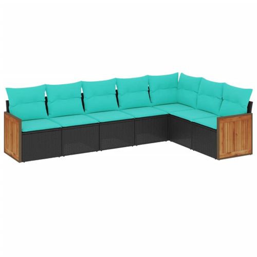 Vidaxl Salon De Jardin 7 Pcs Avec Coussins Noir Résine Tressée