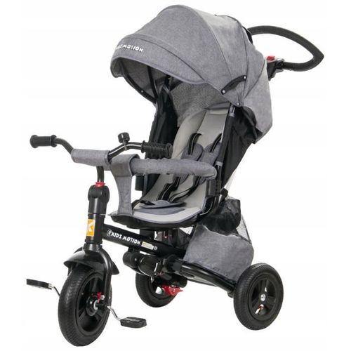 Hypermotion Tricycle Pour Enfant 12 Mois À 5 Ans (25 Kg), Poussette Habillage Pluie, Roues Pompées, Siège Pivotant, Pliante | Tobi Velar Gris