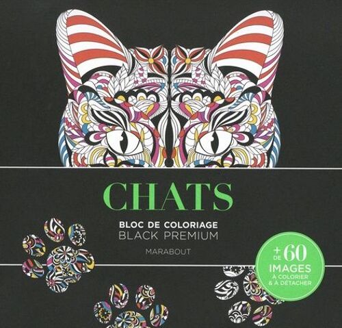 Chats - Carnet De Coloriage Black Premium