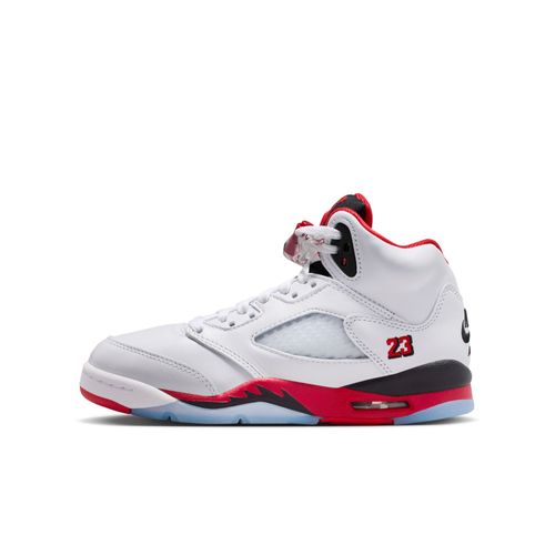 Chaussures Air Jordan 5 Retro Fire Red Black Tongue Pour Ado Blanc