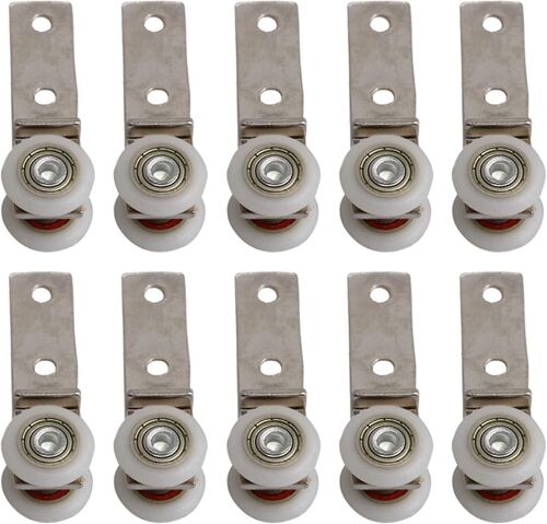 Poulie coudée en métal 6,3 x 2 cm avec deux roues en plastique pour portes coulissantes, fenêtres, armoires