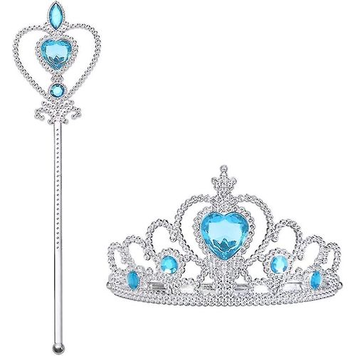 Coffret Cadeau 2 Pièces, Couronne De Princesse Avec Baguette Magique - Accessoires De Déguisement Pour Filles, Couronne Et Baguette Magique