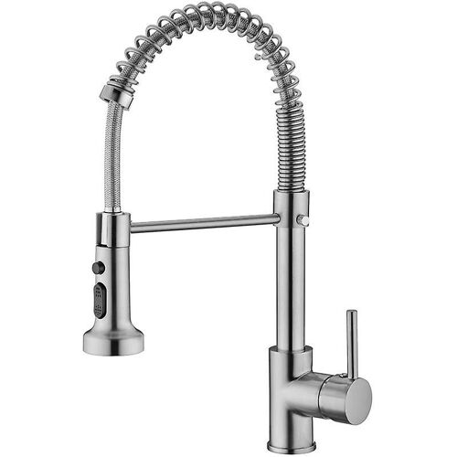 Robinet de cuisine pivotant à ressort, robinet de cuisine galvanisé argenté, 44 cm (L)