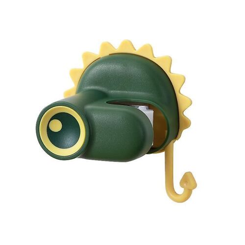 Crochet de balai à franges vert petit dinosaure, dessin animé, sans perforation, porte-balai de salle de bain, crochet de rangement pour balai à franges, artefact, clip de balai puissant