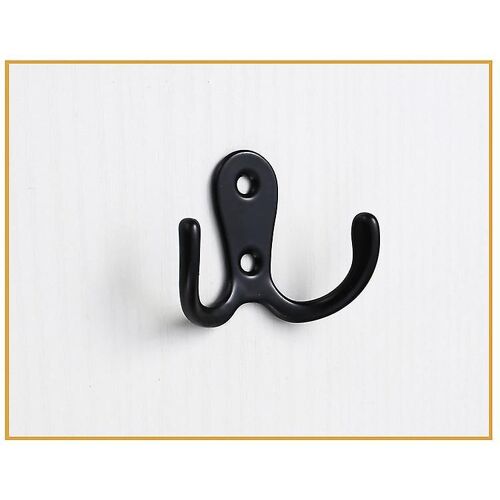 Lot de 10 patères murales doubles avec vis pour salle de bain et cuisine, 54 x 40 mm, noir