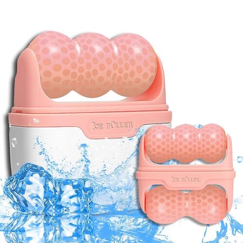 Rouleau De Glace Pour Le Visage Et Les Yeux, Rouleau De Glace Pour Les Poches Sous Les Yeux, La Migraine, Le Soulagement De La Douleur, Les Blessures Mineures, Produits De Soins Du Visage Rafraîchissants Pour L'été (Rose-2)