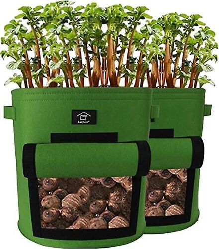 Sacs De Plantation Pour Jardin, 2 Sacs De 9 Gallons Pour Légumes, Sacs De Plantation De Pommes De Terre En Tissu Non Tissé Pour Fenêtre (2, Vert)