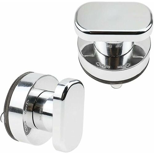Poignée à ventouse pour porte de douche en verre, tiroir, miroir, carrelage mural, 2 pièces (argent)