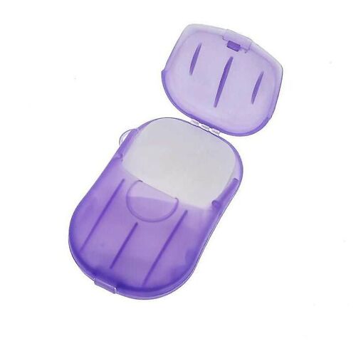 Lot De 12 Boîtes De Savon Jetables En Feuilles, Mini Savon En Papier Avec Boîte De Rangement Pour La Maison, Le Bureau Et Les Activités De Plein Air - Violet 