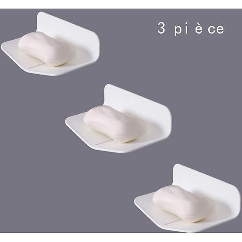 Porte-savon en caoutchouc 3 pièces, sans perçage, auto-drainant, pour salle de bain, douche