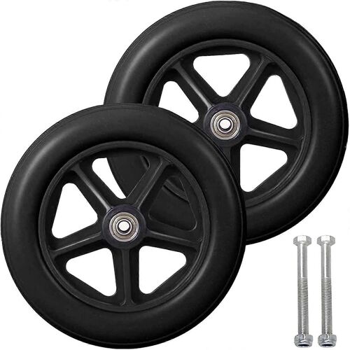 Roulettes avant de 8 pouces, 2 roues de rechange pour fauteuil roulant, pneus pleins antidérapants, 190 mm, gris et noir