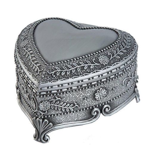 Boîte à bijoux vintage en forme de c?ur - Boîte de rangement antique pour bagues, boucles d'oreilles et colliers